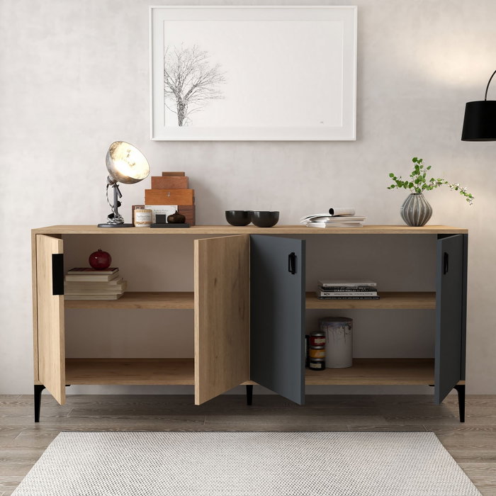 Hanah Home Neva 4001 Consola Roble Zafiro y Antracita